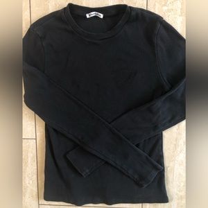 Reformation Long-Sleeve Black Fitted Top- Black, Size S